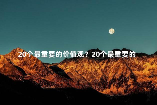 20个最重要的价值观？20个最重要的价值观：塑造人格的基石