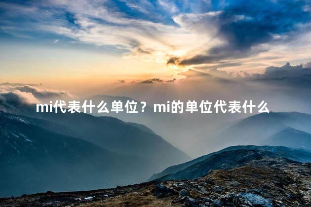 mi代表什么单位？mi的单位代表什么？