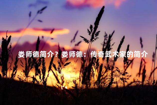 娄师德简介？娄师德：传奇武术家的简介