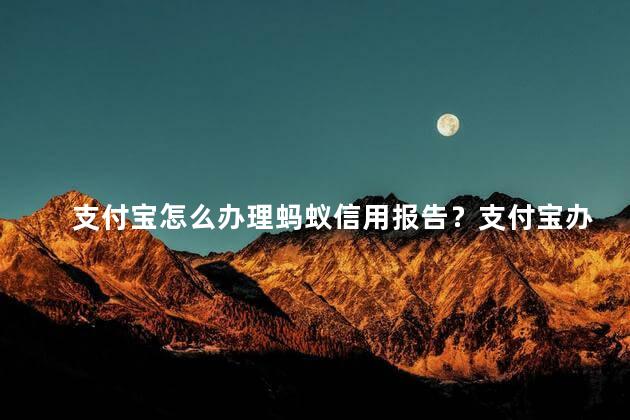 支付宝怎么办理蚂蚁信用报告？支付宝办理蚂蚁信用报告，轻松又便捷